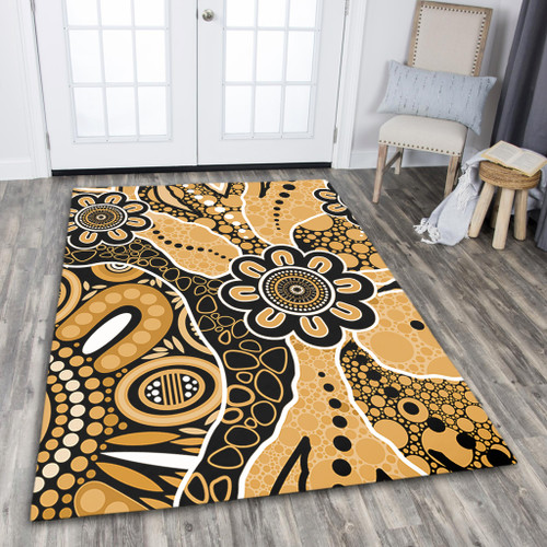 Australia Area Rug Aboriginal Design Art Color Yellow Australia Area Rug Aboriginal Design Art Color Yellow