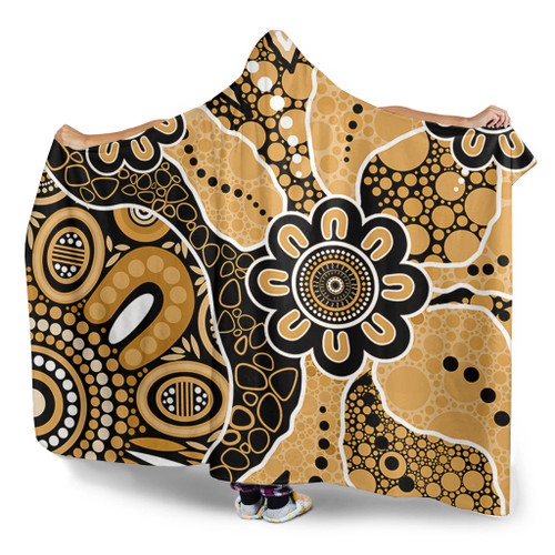 Australia Hooded Blanket Aboriginal Design Art Color Yellow Australia Hooded Blanket Aboriginal Design Art Color Yellow