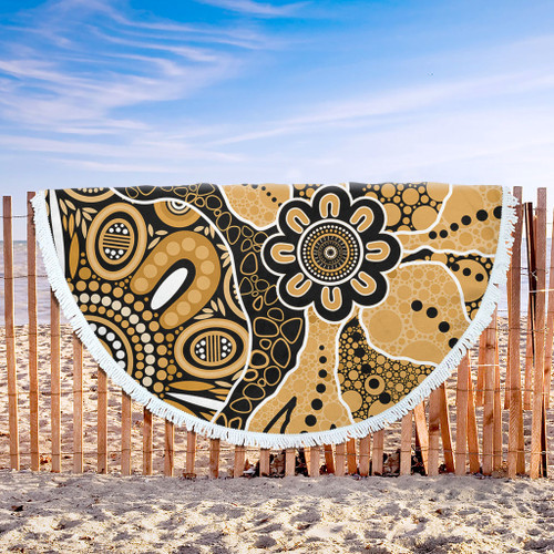 Australia Beach Blanket Aboriginal Design Art Color Yellow Australia Beach Blanket Aboriginal Design Art Color Yellow
