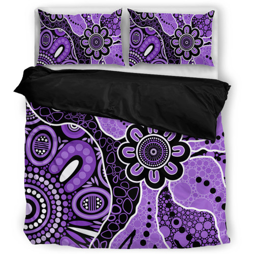 Australia Bedding Set Aboriginal Design Art Color Purple