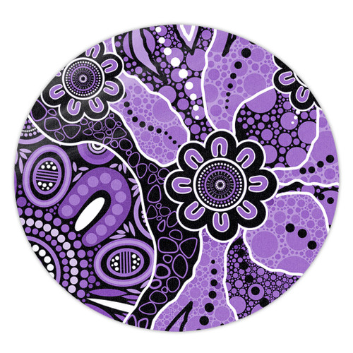 Australia Round Rug Aboriginal Design Art Color Purple Australia Round Rug Aboriginal Design Art Color Purple
