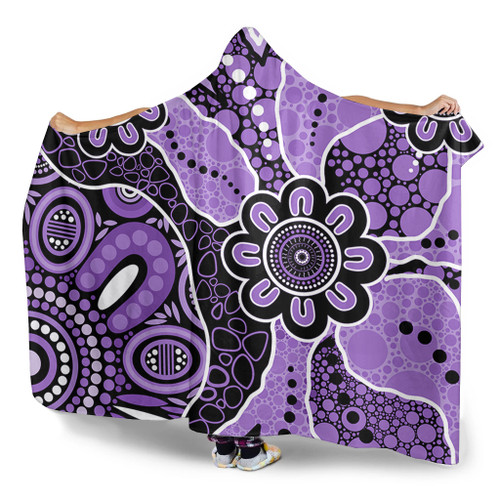 Australia Hooded Blanket Aboriginal Design Art Color Purple Australia Hooded Blanket Aboriginal Design Art Color Purple