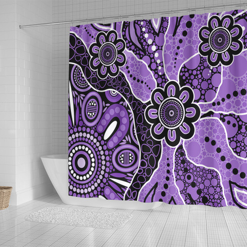 Australia Shower Curtain Aboriginal Design Art Color Purple