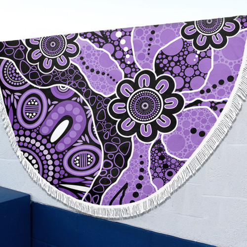 Australia Beach Blanket Aboriginal Design Art Color Purple Australia Beach Blanket Aboriginal Design Art Color Purple