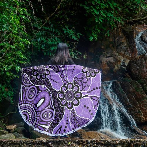 Australia Beach Blanket Aboriginal Design Art Color Purple Australia Beach Blanket Aboriginal Design Art Color Purple