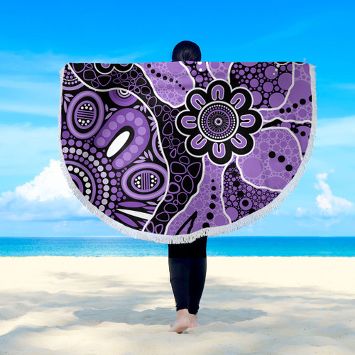 Australia Beach Blanket Aboriginal Design Art Color Purple Australia Beach Blanket Aboriginal Design Art Color Purple