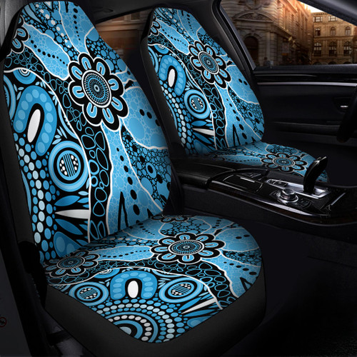 Australia Car Seat Cover Aboriginal Design Art Color Blue