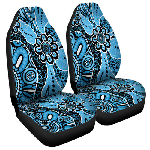 Australia Car Seat Cover Aboriginal Design Art Color Blue