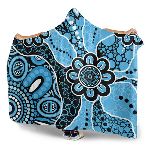 Australia Hooded Blanket Aboriginal Design Art Color Blue Australia Hooded Blanket Aboriginal Design Art Color Blue