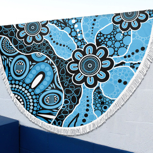Australia Beach Blanket Aboriginal Design Art Color Blue Australia Beach Blanket Aboriginal Design Art Color Blue