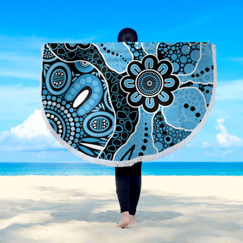 Australia Beach Blanket Aboriginal Design Art Color Blue Australia Beach Blanket Aboriginal Design Art Color Blue