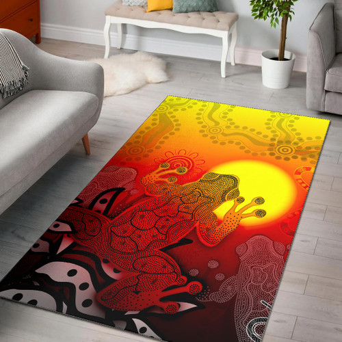 Australia Aboriginal Inspired Area Rug - Indigenous Frog (Red)1