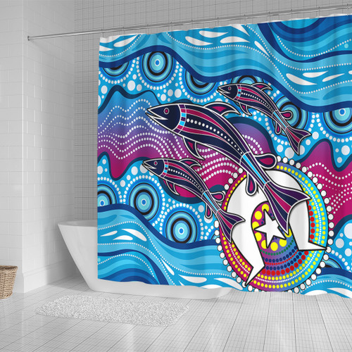 Australia Shower Curtain Aboriginal Art Painting Fishaholic