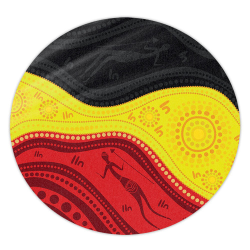 Australia Round Rug Aboriginal Flag Colors In A Dot Art Painting Australia Round Rug Aboriginal Flag Colors In A Dot Art Painting