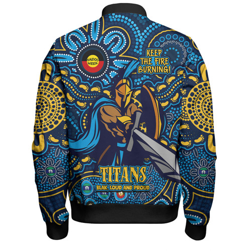 Gold Coast Titans Bomber Jacket Custom Naidoc Week 2024 Aboriginal Pattern And Torres Strait Islander Inspired