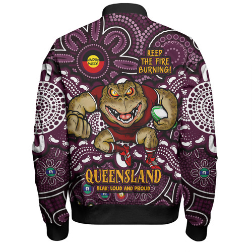 Queensland Maroons Bomber Jacket Custom Naidoc Week 2024 Aboriginal Pattern And Torres Strait Islander Inspired
