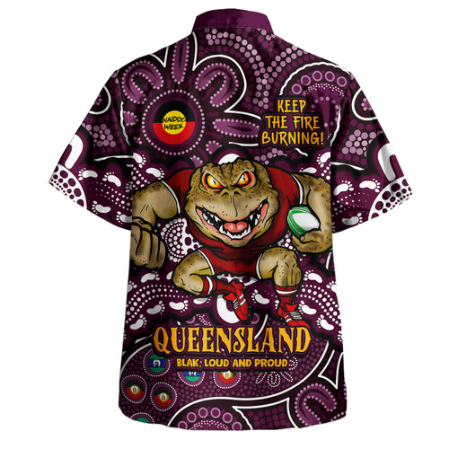 Queensland Maroons Hawaiian Shirt Custom Naidoc Week 2024 Aboriginal Pattern And Torres Strait Islander Inspired