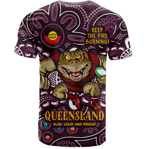 Queensland Maroons T-Shirt Custom Naidoc Week 2024 Aboriginal Pattern And Torres Strait Islander Inspired
