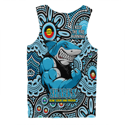 Cronulla-Sutherland Sharks Men Singlet Custom Naidoc Week 2024 Aboriginal Pattern And Torres Strait Islander Inspired
