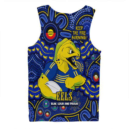 Parramatta Eels Men Singlet Custom Naidoc Week 2024 Aboriginal Pattern And Torres Strait Islander Inspired