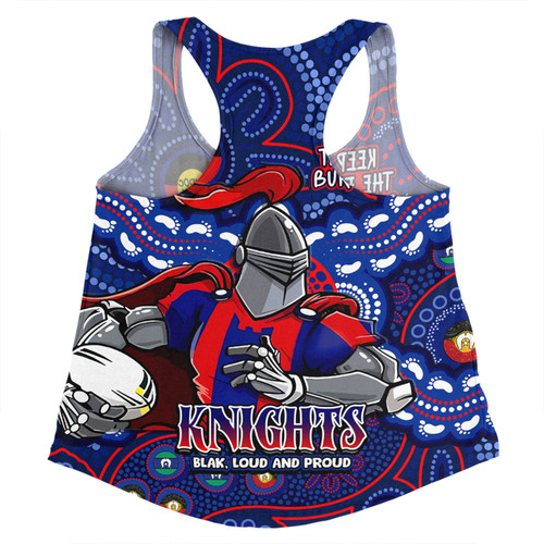 Newcastle Knights Women Racerback Singlet Custom Naidoc Week 2024 Aboriginal Pattern And Torres Strait Islander Inspired