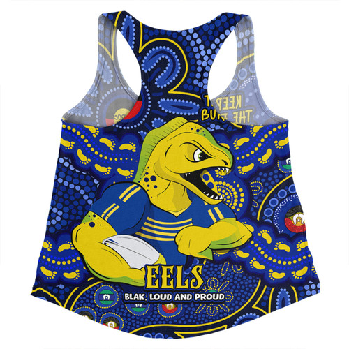 Parramatta Eels Women Racerback Singlet Custom Naidoc Week 2024 Aboriginal Pattern And Torres Strait Islander Inspired