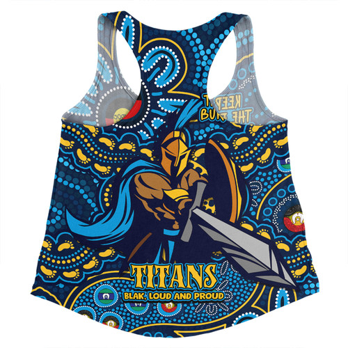 Gold Coast Titans Women Racerback Singlet Custom Naidoc Week 2024 Aboriginal Pattern And Torres Strait Islander Inspired