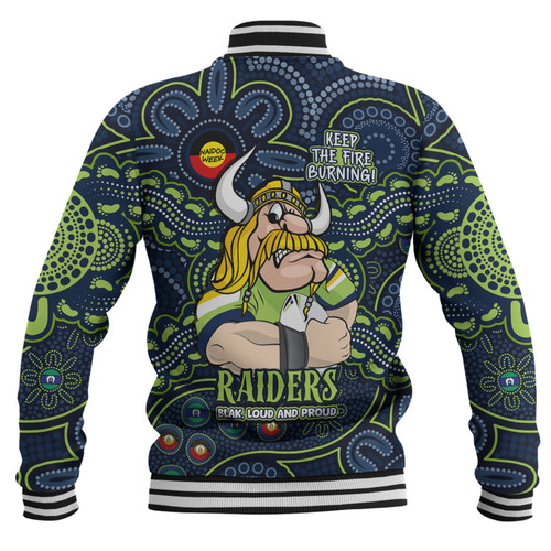 Canberra Raiders Baseball Jacket Custom Naidoc Week 2024 Aboriginal Pattern And Torres Strait Islander Inspired