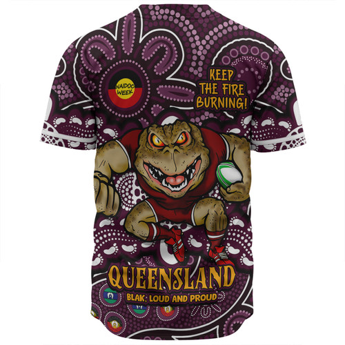 Queensland Maroons Baseball Shirt Custom Naidoc Week 2024 Aboriginal Pattern And Torres Strait Islander Inspired