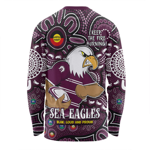 Manly Warringah Sea Eagles Long Sleeve T-shirt Custom Naidoc Week 2024 Aboriginal Pattern And Torres Strait Islander Inspired Manly Warringah Sea Eagles Long Sleeve T-shirt Custom Naidoc Week 2024 Aboriginal Pattern And Torres Strait Islander Inspired