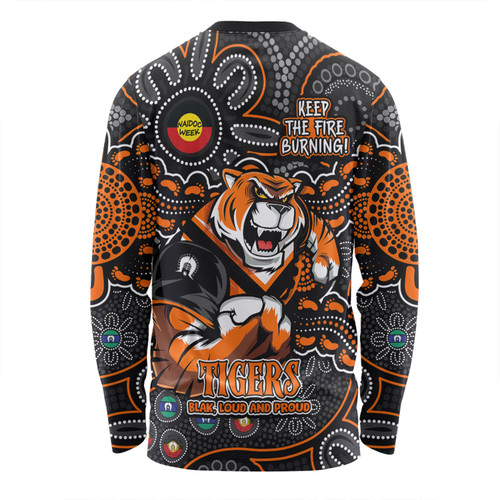 Wests Tigers Long Sleeve T-shirt Custom Naidoc Week 2024 Aboriginal Pattern And Torres Strait Islander Inspired Wests Tigers Long Sleeve T-shirt Custom Naidoc Week 2024 Aboriginal Pattern And Torres Strait Islander Inspired