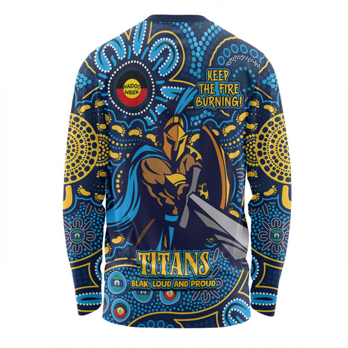 Gold Coast Titans Long Sleeve T-shirt Custom Naidoc Week 2024 Aboriginal Pattern And Torres Strait Islander Inspired Gold Coast Titans Long Sleeve T-shirt Custom Naidoc Week 2024 Aboriginal Pattern And Torres Strait Islander Inspired