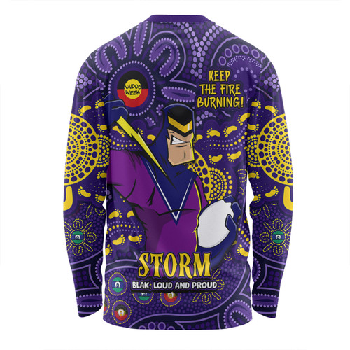 Melbourne Storm Long Sleeve T-shirt Custom Naidoc Week 2024 Aboriginal Pattern And Torres Strait Islander Inspired Melbourne Storm Long Sleeve T-shirt Custom Naidoc Week 2024 Aboriginal Pattern And Torres Strait Islander Inspired