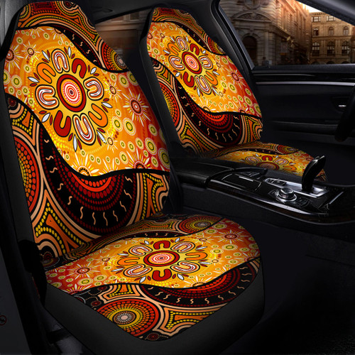 Australia Car Seat Cover Aboriginal Dot Painting Art Style