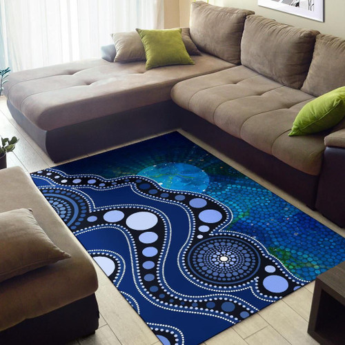Australia Aborignal Area Rug - Australia Indigenous Flag Circle Dot Painting Art (Blue) Australia Aborignal Area Rug - Australia Indigenous Flag Circle Dot Painting Art (Blue)