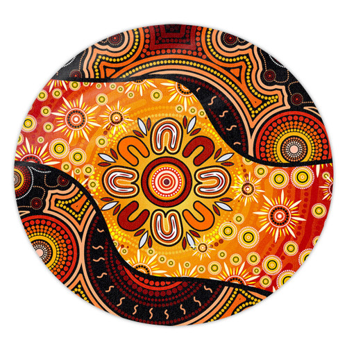 Australia Round Rug Aboriginal Dot Painting Art Style