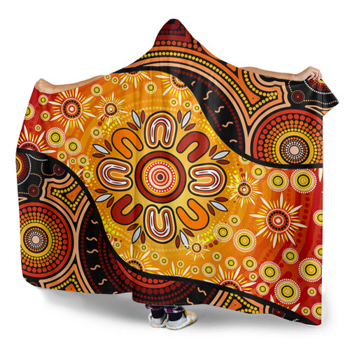 Australia Hooded Blanket Aboriginal Dot Painting Art Style