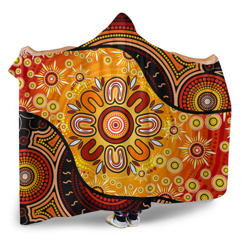 Australia Hooded Blanket Aboriginal Dot Painting Art Style