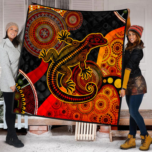 Australia Quilt Aboriginal Dot Painting Art Style Goanna Australia Quilt Aboriginal Dot Painting Art Style Goanna
