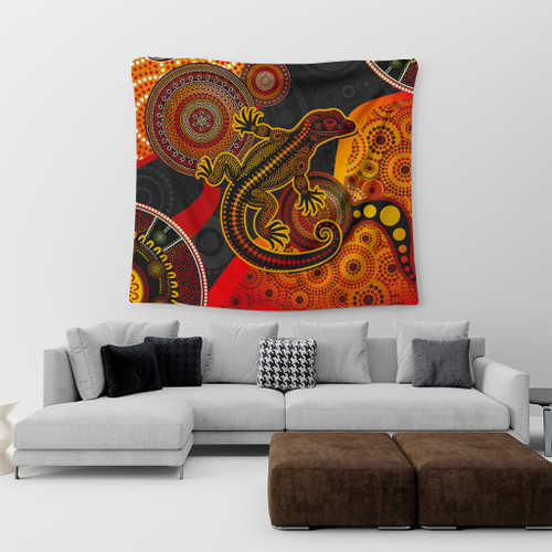 Australia Tapestry Aboriginal Dot Painting Art Style Goanna Australia Tapestry Aboriginal Dot Painting Art Style Goanna
