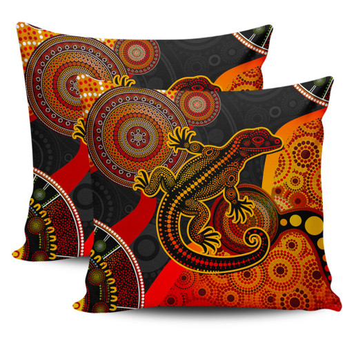 Australia Pillow Cases Aboriginal Dot Painting Art Style Goanna Australia Pillow Cases Aboriginal Dot Painting Art Style Goanna