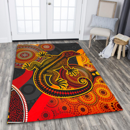Australia Area Rug Aboriginal Dot Painting Art Style Goanna Australia Area Rug Aboriginal Dot Painting Art Style Goanna