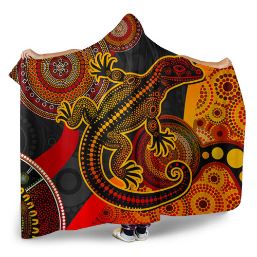 Australia Hooded Blanket Aboriginal Dot Painting Art Style Goanna Australia Hooded Blanket Aboriginal Dot Painting Art Style Goanna
