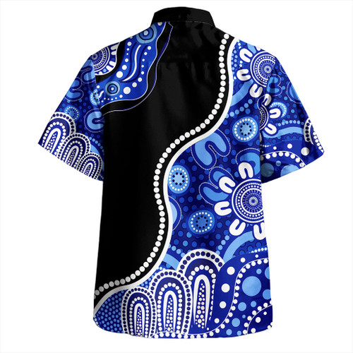 Australia Hawaiian Shirt Aboriginal Dot Painting Blue
