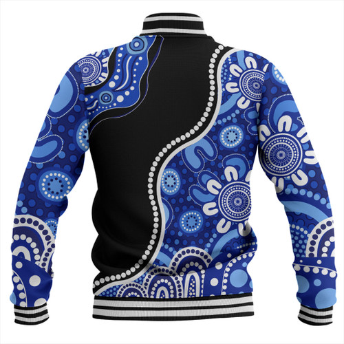Australia Baseball Jacket Aboriginal Dot Painting Blue