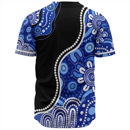 Australia Baseball Shirt Aboriginal Dot Painting Blue