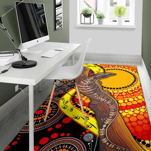 Australia Area Rug - Australian Aboriginal Dot Painting Sun and Lizard Australia Area Rug - Australian Aboriginal Dot Painting Sun and Lizard