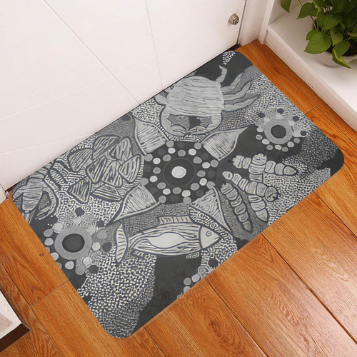 Custom Australia Door Mat Aboriginal Dot Painting Grey