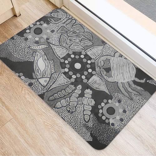 Custom Australia Door Mat Aboriginal Dot Painting Grey