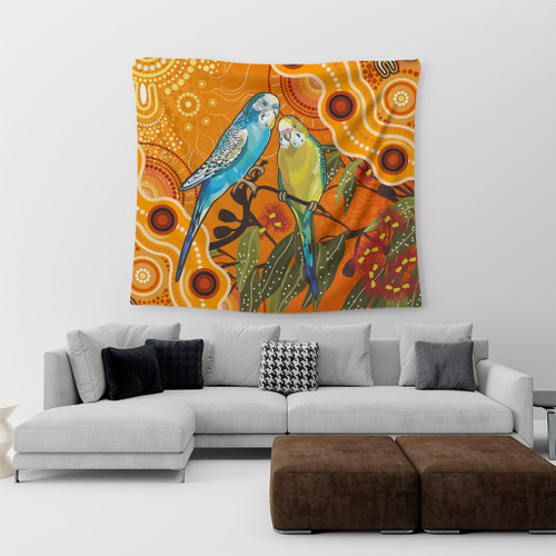 Australia Tapestry Aboriginal Dot Painting Bush Budgies And Gumtree Australia Tapestry Aboriginal Dot Painting Bush Budgies And Gumtree